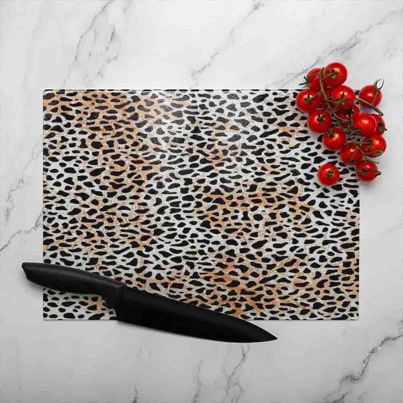 Leopard Spots Glass Chopping Board, 40cm L x 28cm W