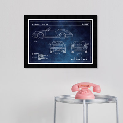 «Transport de transport de la 911 1990 horizontal bleu Chalkboard Automobiles» - Cadre photo, impression sur papier