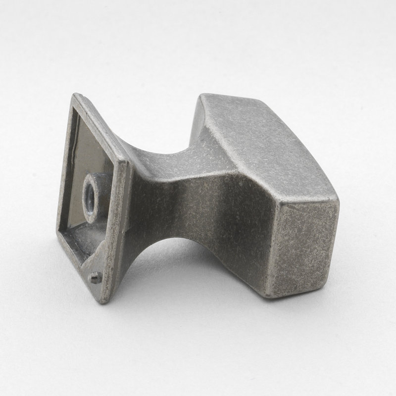 1 1/8" Length Rectangular Knob, Weathered Nickel