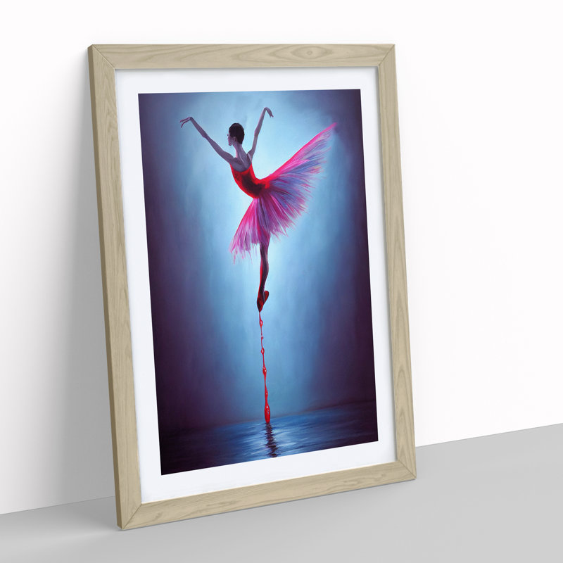 XV1022-3292X Ballerina - Single Picture Frame Painting, 64cm H x 46cm W x 2cm D, Oak 