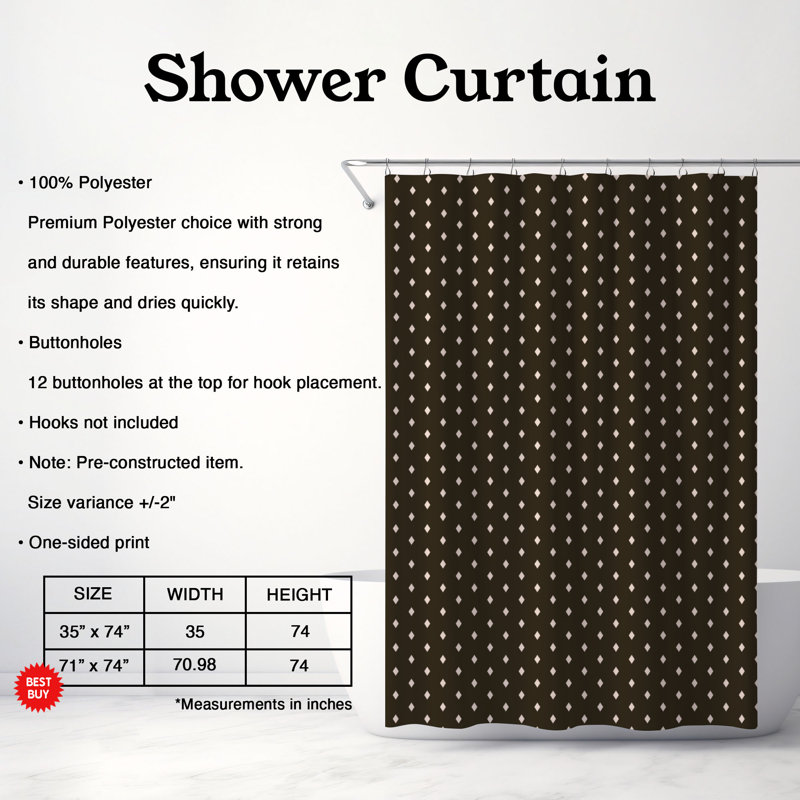 Motif rustique - Rideau de douche Premium, H 74 po x l 71 po