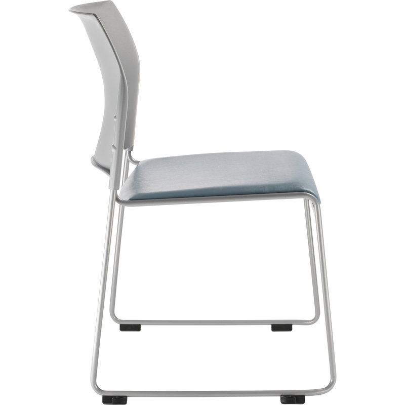 Blue/Grey Vinyl Armless Metal Stacking Chair