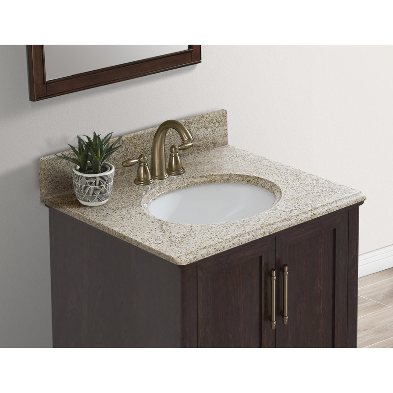 25 Inch Desert Gold Granite Vanity Top With Sink & Backsplash