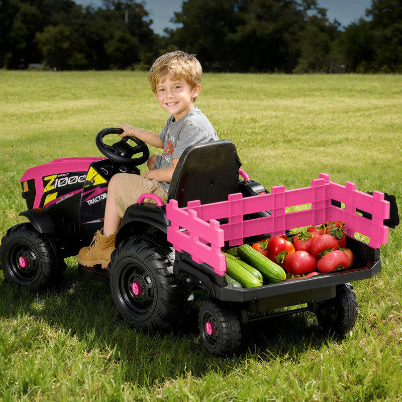 Ride on 24 Volt, jouets électriques pour enfants avec remorque, Rose