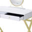 Bureau blanc et doré avec miroir et plateau de rangement pour bijoux | Idée de cadeau