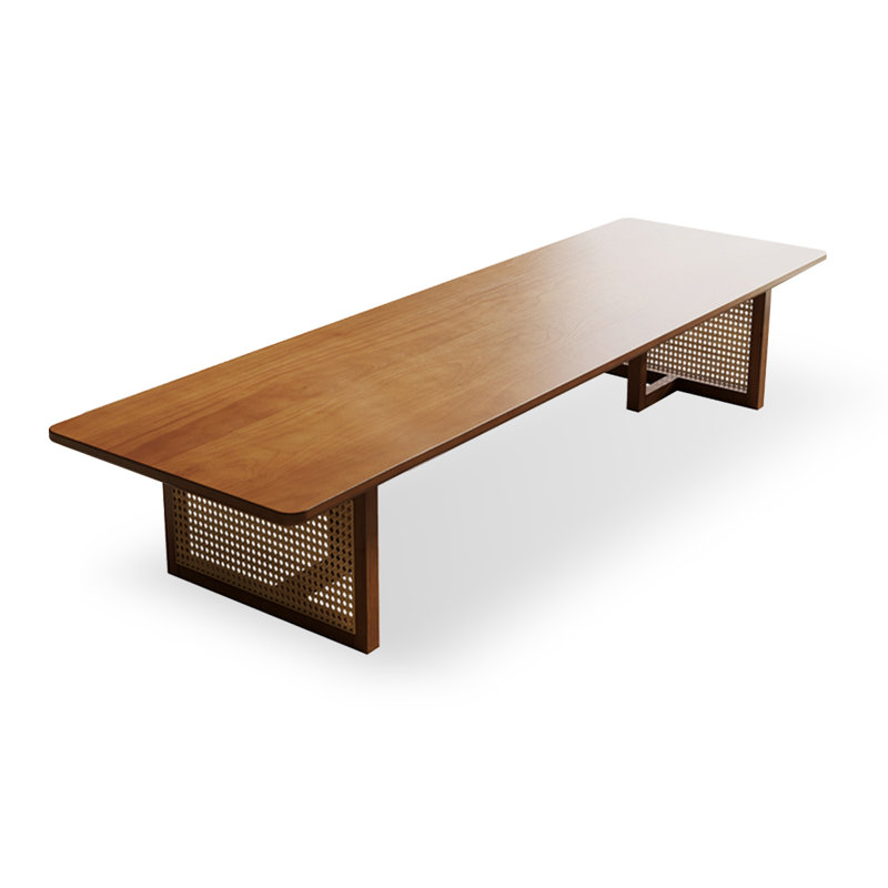 Brown Rectangular Solid Wood Coffee Tables, 13.78" H x 78.74" L x 23.62" W