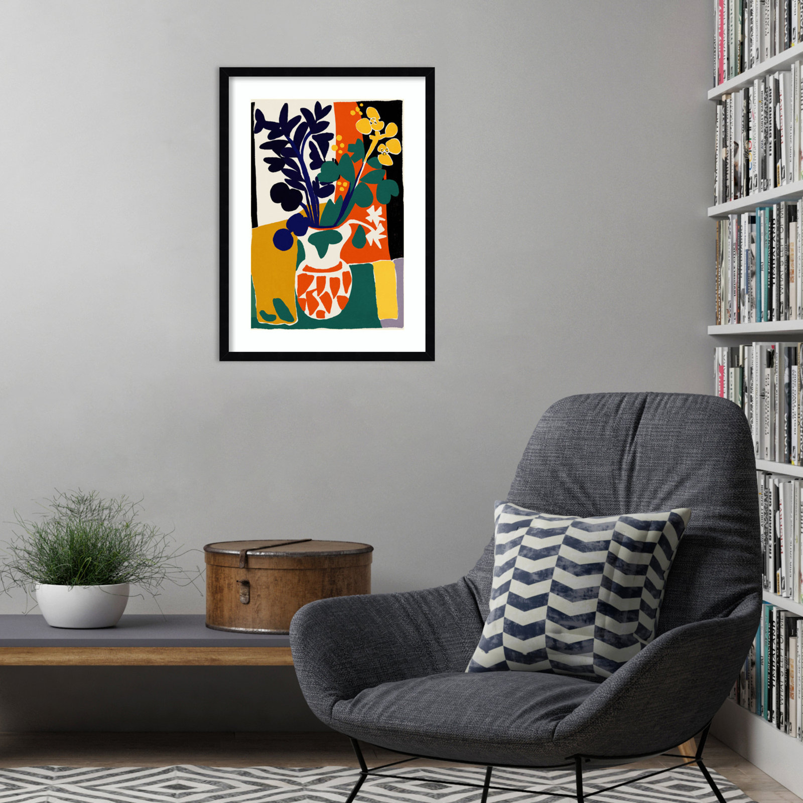 Ovando "France Floral Impressions" Print, 25" H x 19" W, Black