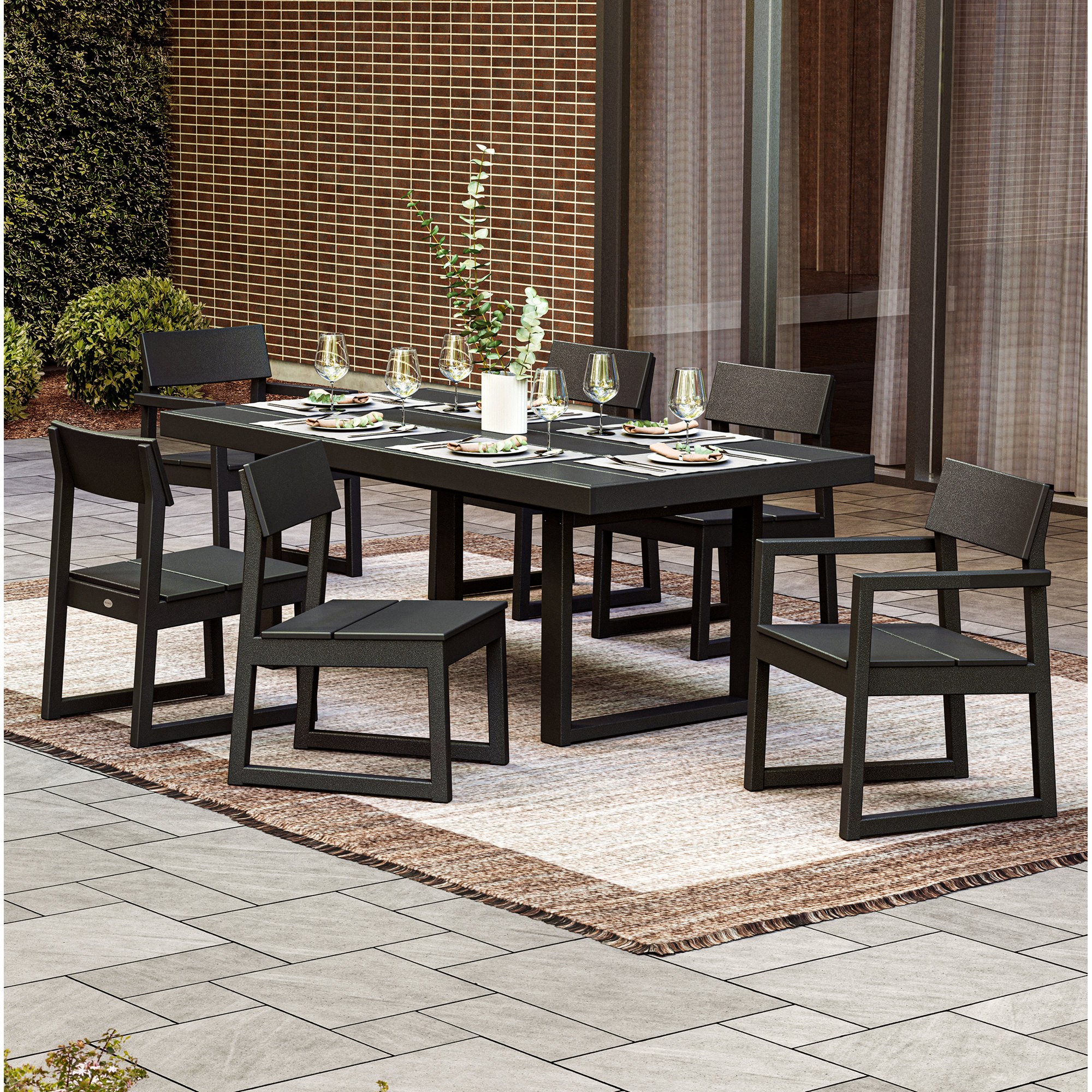 Edge 78" Rectangular 6-Person Dining Set, Black