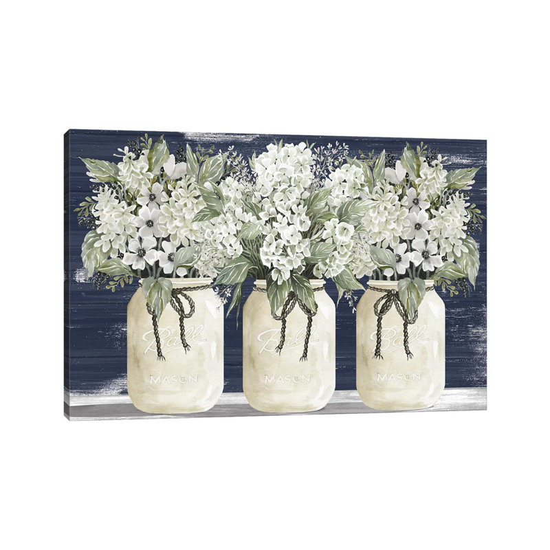 Trio de fleurs blanches - Giclée sur toile tendue avec châssis, H 12 po x l 18 po