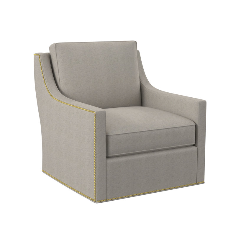 Sonoma Upholstered Swivel Armchair, Polished Brass Small, Libby Linen
