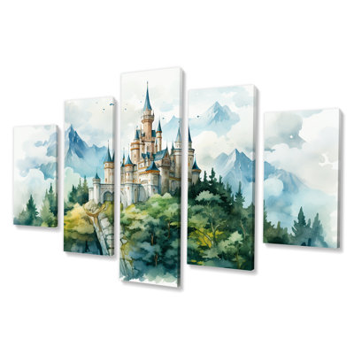 Médaillon, citadelle dans les montagnes - Châteaux, art mural multi-panneaux