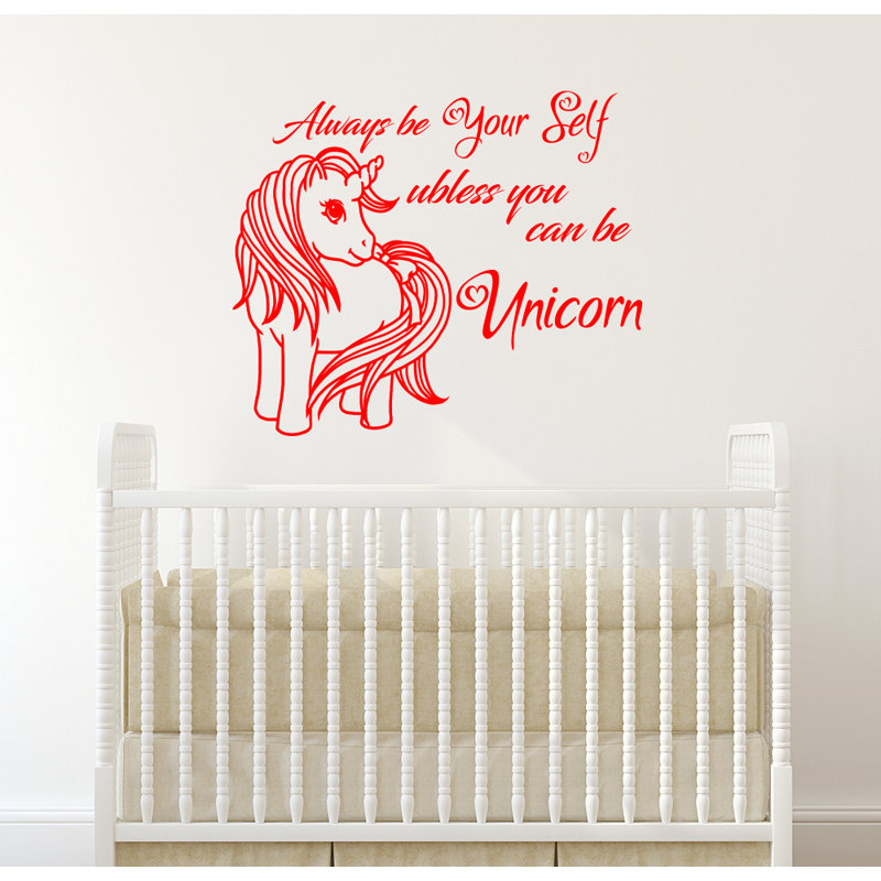 Décalcomanie murale chambre de bébé licorne, Rouge