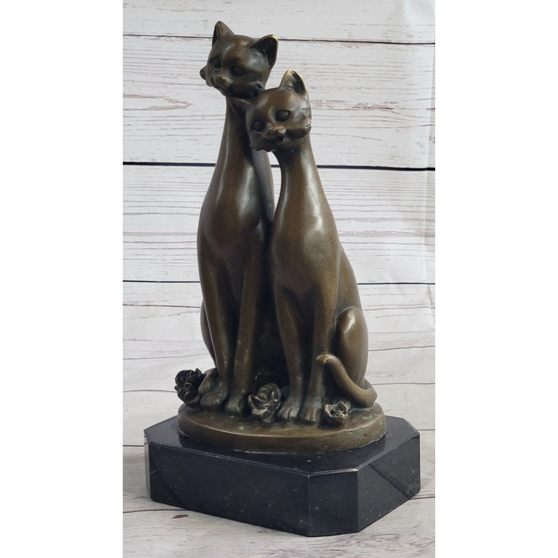 Paire de minces sculptures chats siamois