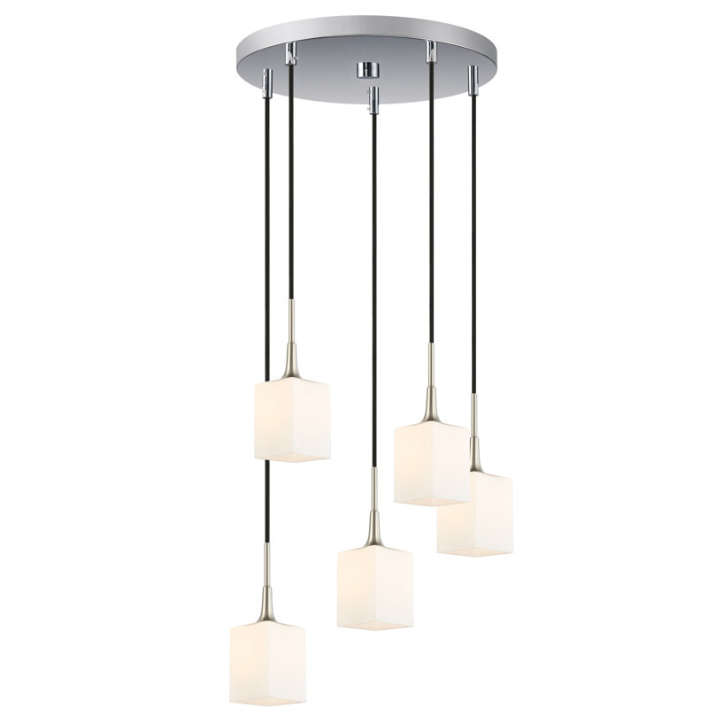Luminaire suspendu grappe à 5 lumières Shults, Laiton / Bronze, Halogène
