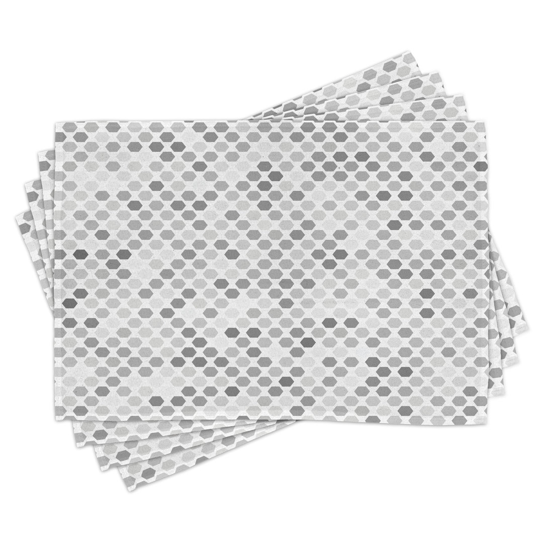 Platzdeckchen 4er Set, Zig Zag Hexagon, Weiß