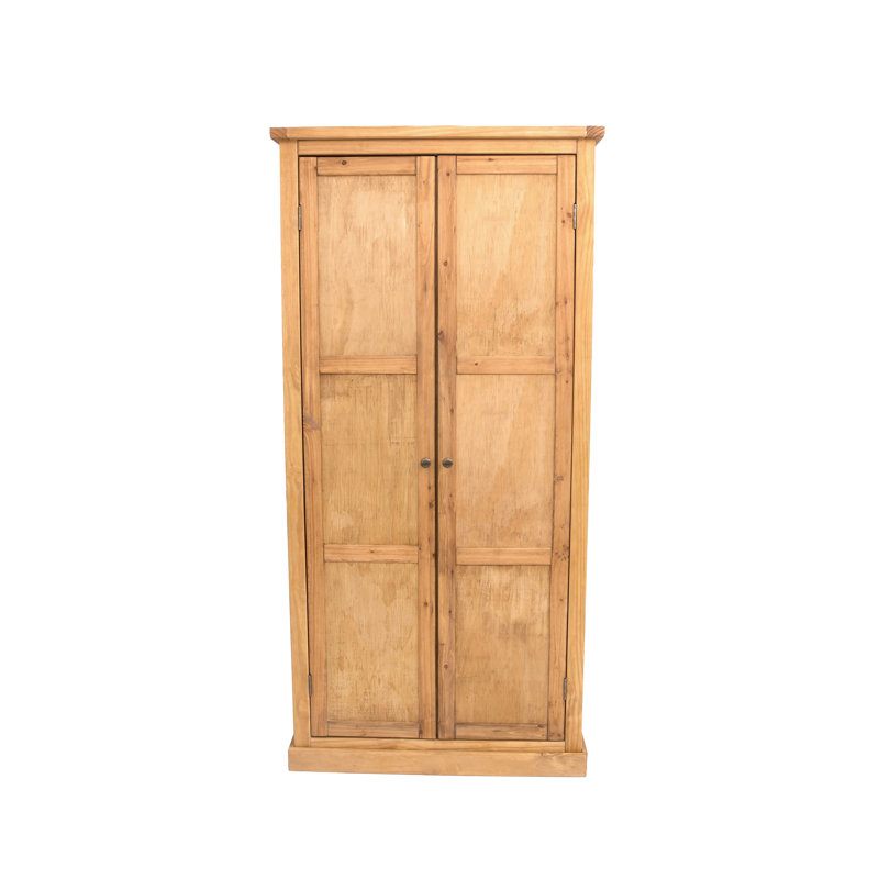 Mallory 2 Door Solid + Manufactured Wood Wardrobe, Waxed