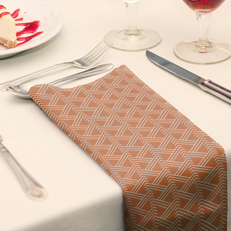 Serviette de table en coton Zig Zag, H 0,1 po x l 22 po x P 22 po, Croisé en coton, Orange foncé