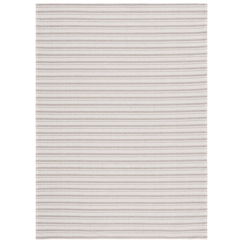 Martha Stewart Cotton Striped Rug in Taupe/Cream, Rectangle 6'7" x 9'