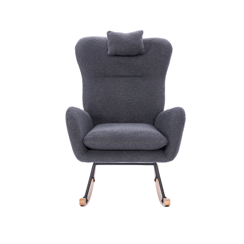 Chaise berçante rembourrée Teddy (Teddy), Gris foncé