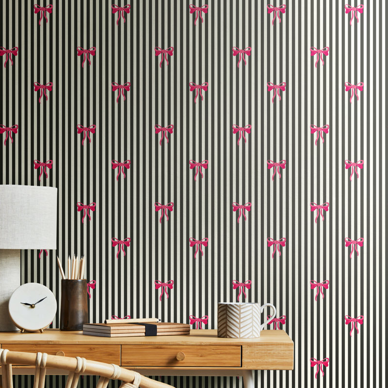 Bow Stripe - Black & Pink