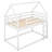 Twin Over Twin Low Bunk Bed with House Roof and Ladder, Wooden Kids Bed Frame with Safety Guardrails, Pine and MDF-1544778042