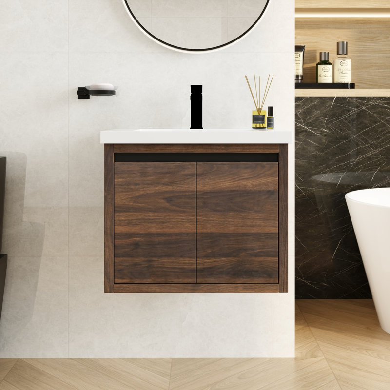 Ensemble de meuble-lavabo simple 24 po Larah, Noyer