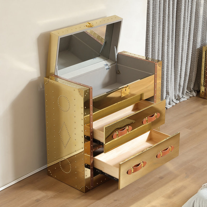 Kuebler 39.37'' W 2 - Drawer Dresser, Gold