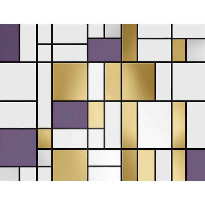 Rideau de douche Mondrian - décor de salle de bain moderne, H 93 po x l 70 po