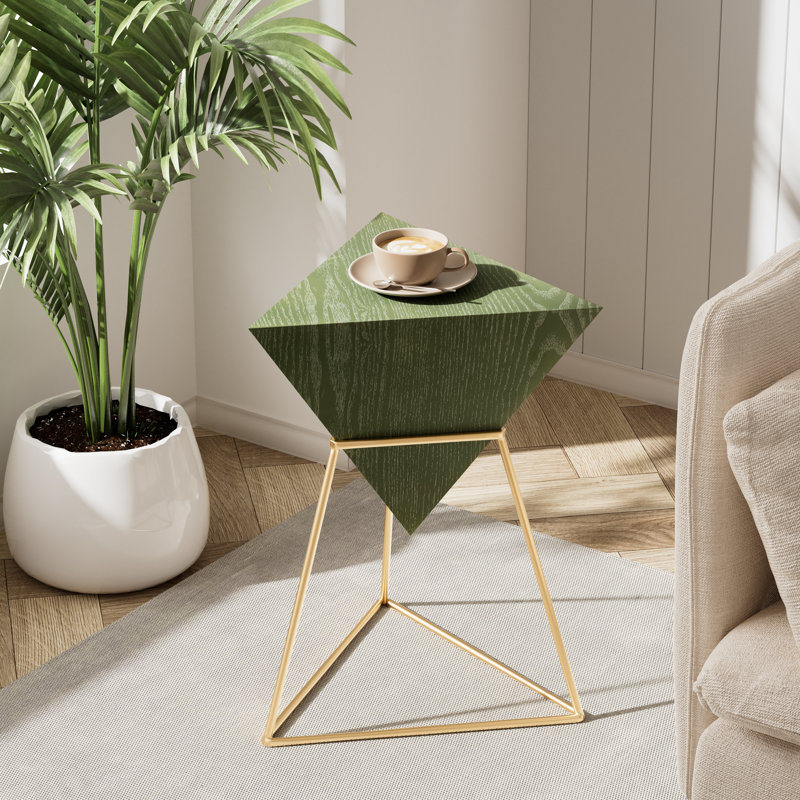 Table de bout moderne à motif géométrique, Vert
