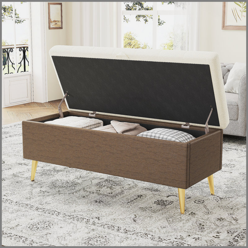Banc de rangement avec repose-pieds Modern Modern, Beige