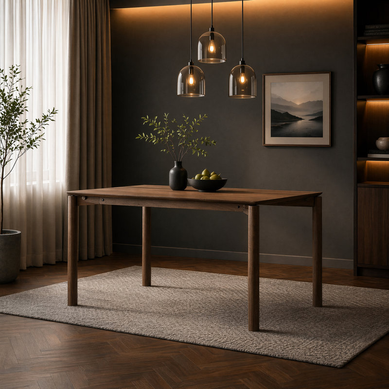 Willow Round-Leg Solid Wood Dining Table, Walnut