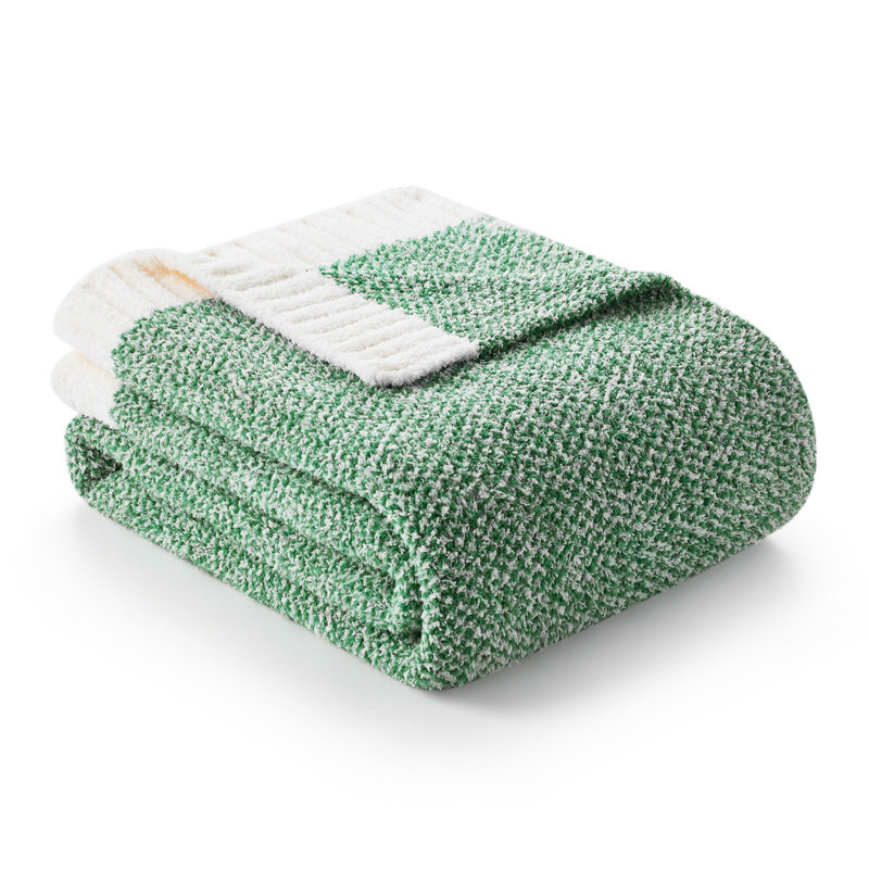  Jeté tricoté réversible Heather Knit, L 60 po x l 50 po, Vert