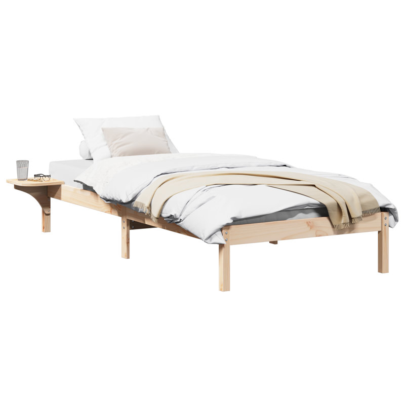 Bed Frame Solid Pine Wood, Brown, European Single (90 x 200 cm)