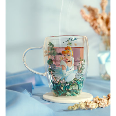 Disney Pastel Princess Floral Decorative Glass Mug Cinderella