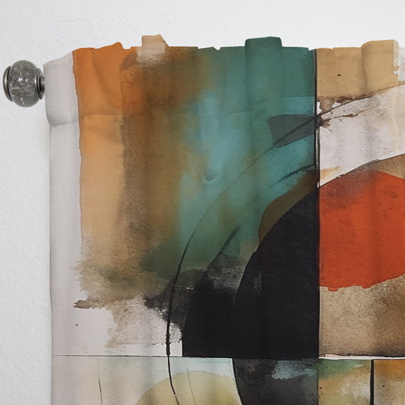 Bellview - Explorations géométriques abstraites orange IV - Rideau en velours moderne - obscurcissant - 1 panneau
