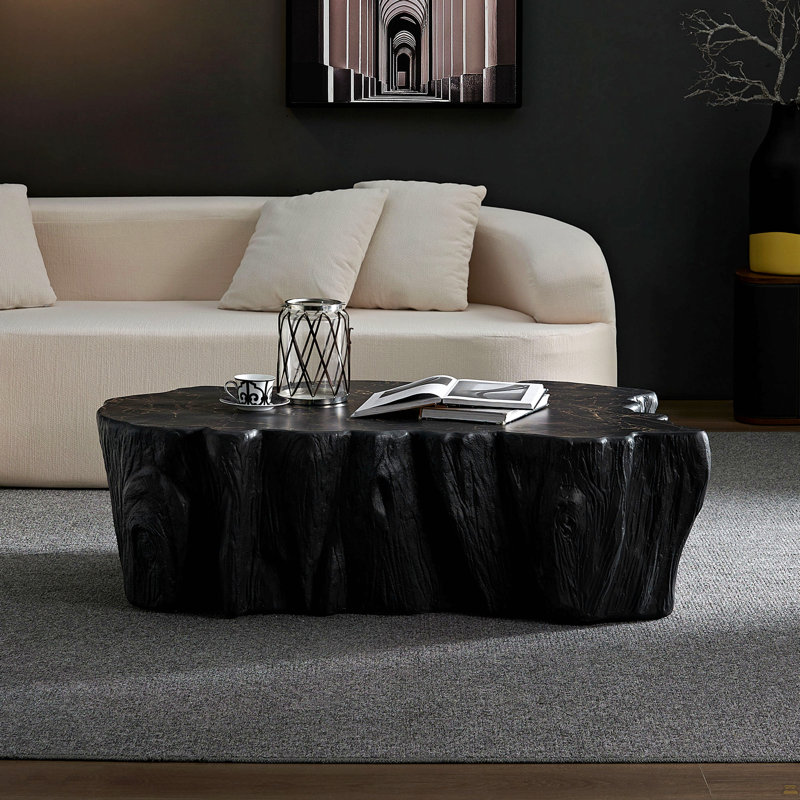 48.62" Unique Shaped Coffee Table, Black
