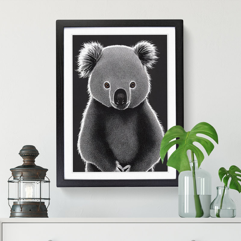 Liban Koala Bear Portrait - Single Picture Frame Print, Black, 64cm H x 46cm W x 2cm D