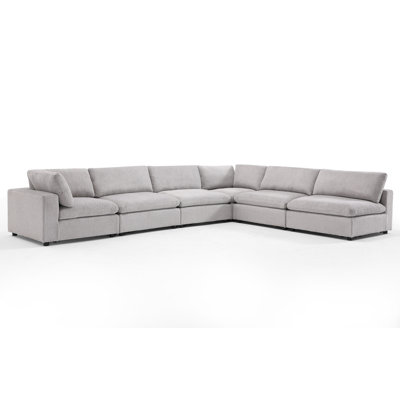 6-Piece Modern Minimalist Soft-Upholstered Sectional With Pillow Back