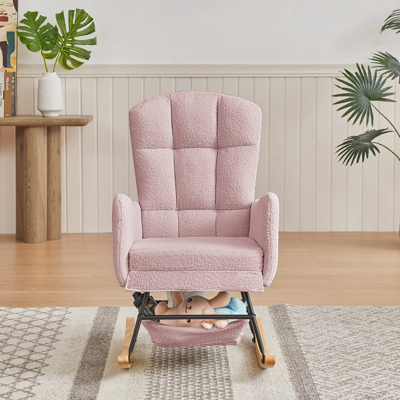 Fauteuil à bascule Teddy, chaise berçante, Rose
