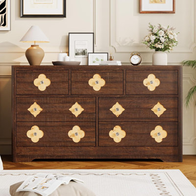 Drawer Dresser for Bedroom, Wide Dresser, Chest of Drawers, Wooden Chest with Clothes Storage Cabinet