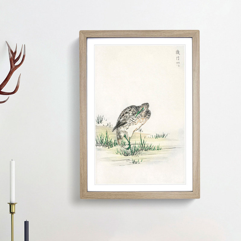 Chinese Little Bittern Bird by Numata Kashu - Picture Frame Painting Print, 87cm H x 62cm W x 2cm D, Oak Framed