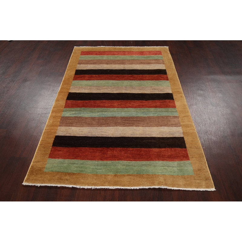 Tapis multicolore noué à la main 3 pi 10 po x 5 pi 8 po One-of-a-Kind