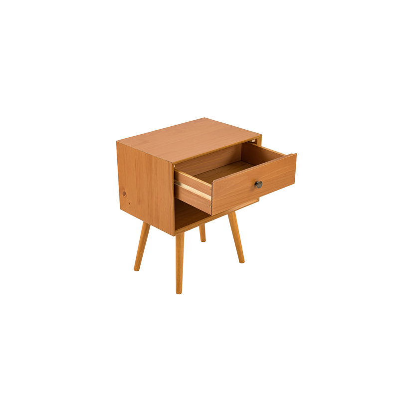 Table de chevet 1 tiroir Mcm, Caramel