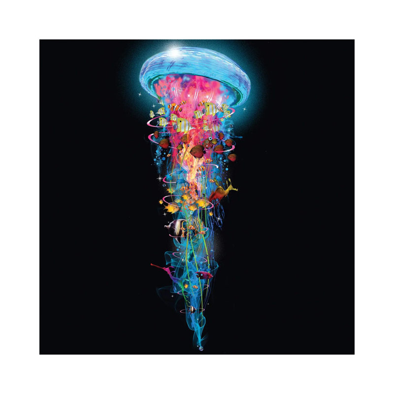 Super Electric Jellyfish World Wide by David Loblaw - Wrapped Canvas Print, 30.48 cm H x 30.48 cm W