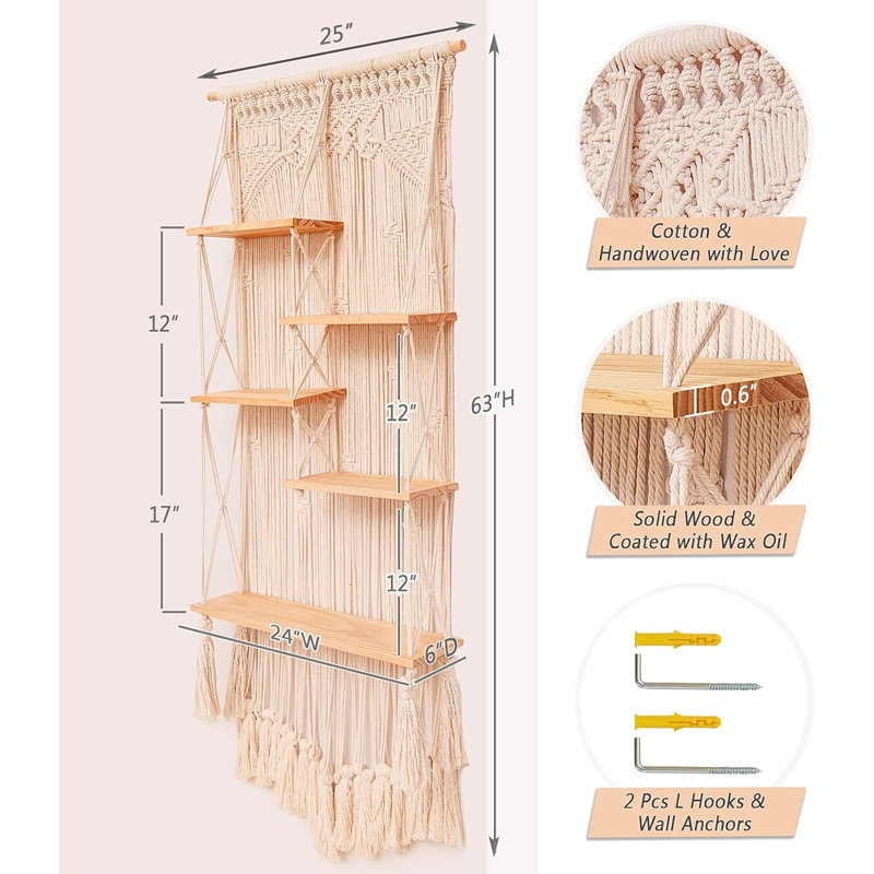 Lakitha 5 Piece Wood Floating Shelf
