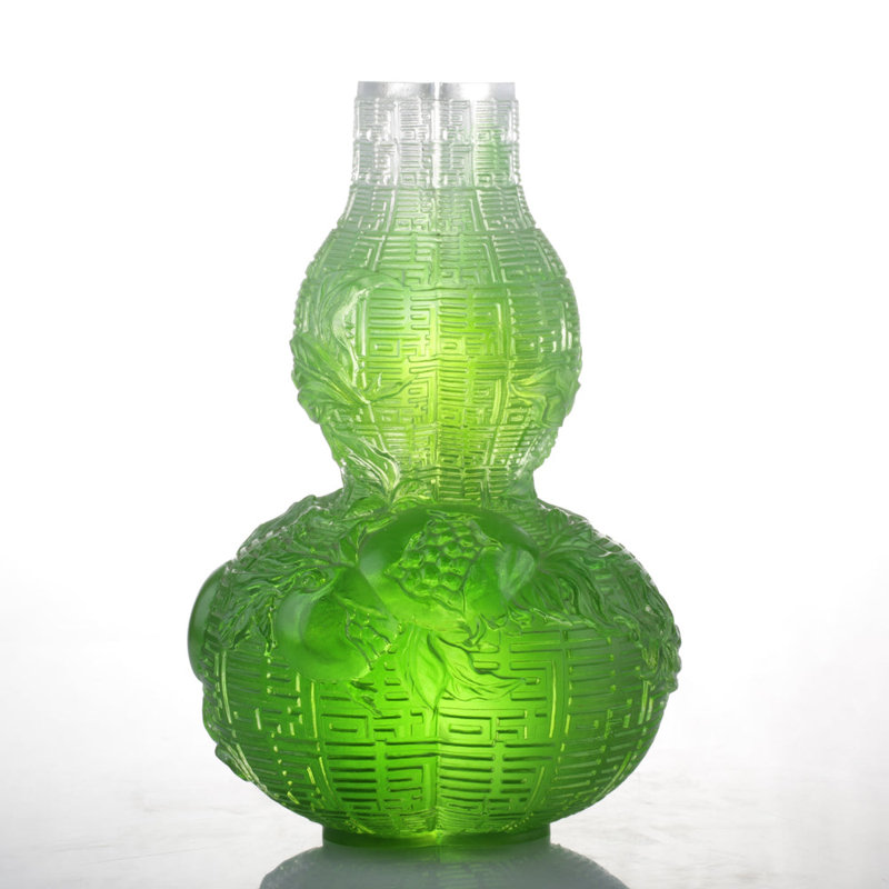 LIULI Crystal Art Crystal Hulu Gourd Sculpture, "Unrestrained Euphony"