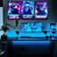 Framed Gamer Themed Wall Art With Neon Cats And Dog, Set Of 3 Framed Prints, Video Game Decor Room Posters For Bedroom Gaming Wall Art For Kids Playroom Posters Gamer Picture Teen Bedroom12 X 16 Inchesx3