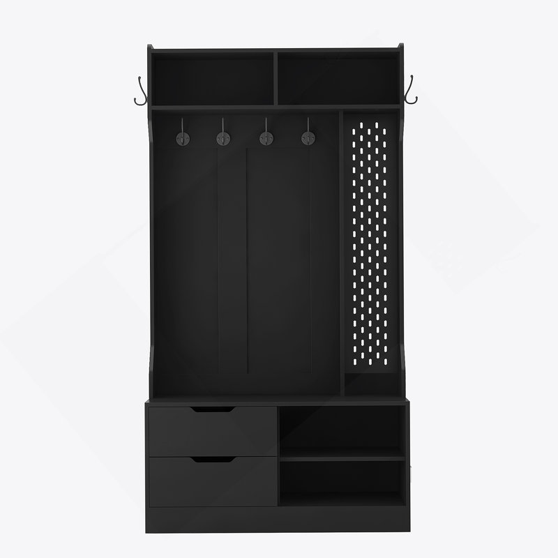 Hall Tree With 6 Hooks,Coat Hanger, Entryway Bench, Storage Bench,For Entrance, Hallwa,Black