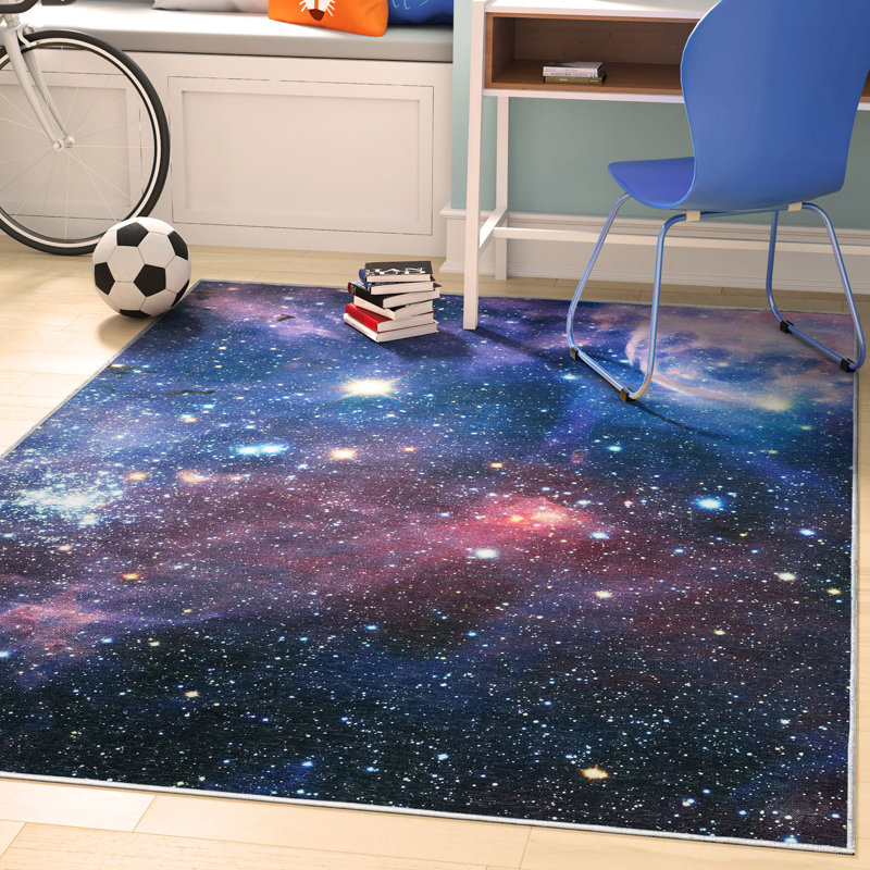 Nebula Multi-Color Abstract Kids Washable 5' x 7' Rug