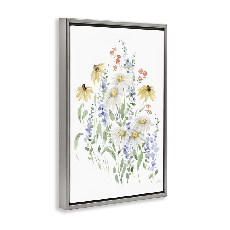 Toile flottante encadrée «Soft Summer Garden» par Katrina Pete, H 25 po x l 17 po, Cadre flottant gris lustré